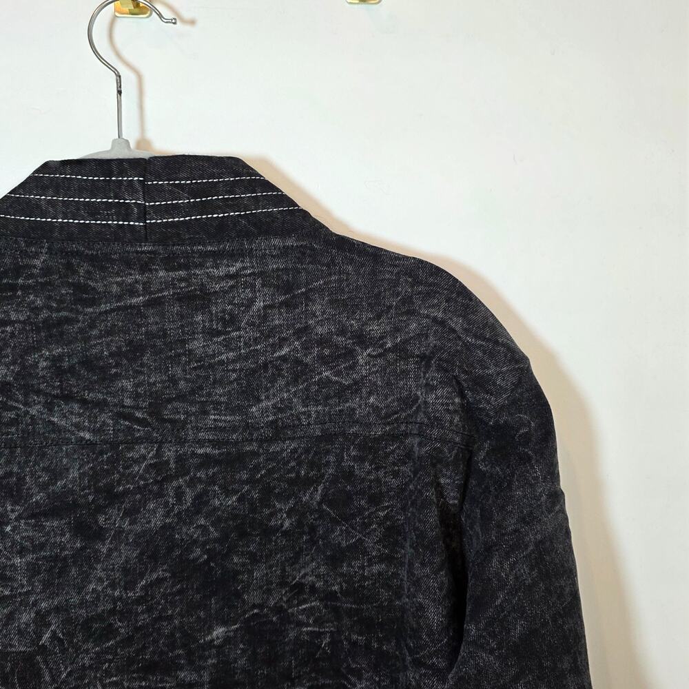 Men's Acid Wash Denim Jean Chore Jacket Size M Oversized Black Pockets Grunge - Picture 8 of 10